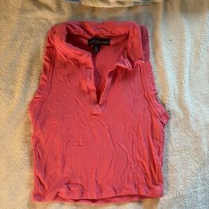 Preppy Pink Collared Crop Top